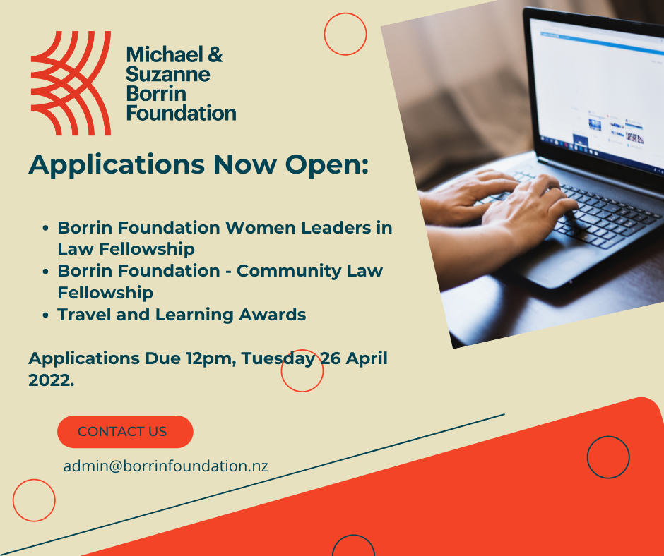 Applications open for Borrin Foundation individual awards