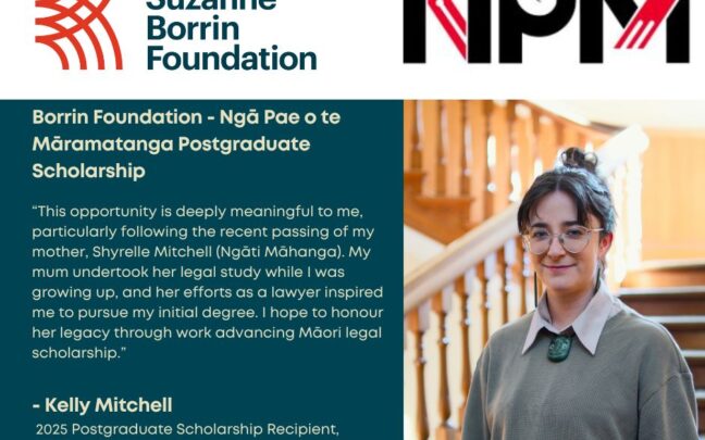 2025 Borrin Foundation – Ngā Pae o te Māramatanga Postgraduate Scholarship Recipient Announced